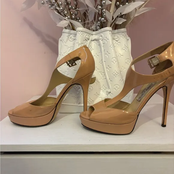 Jimmy Choo Nude Peep Toe Heels