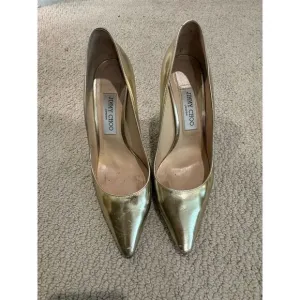 Jimmy Choo Romy 100 Gold Leather Stiletto Pumps Size 9 Women’s
