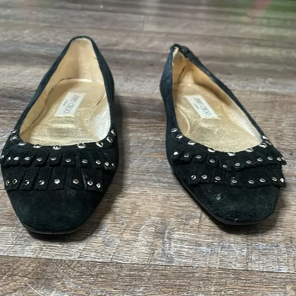 Jimmy Choo studded fringe leather ballet flats