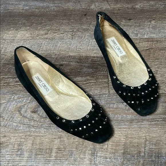 Jimmy Choo studded fringe leather ballet flats