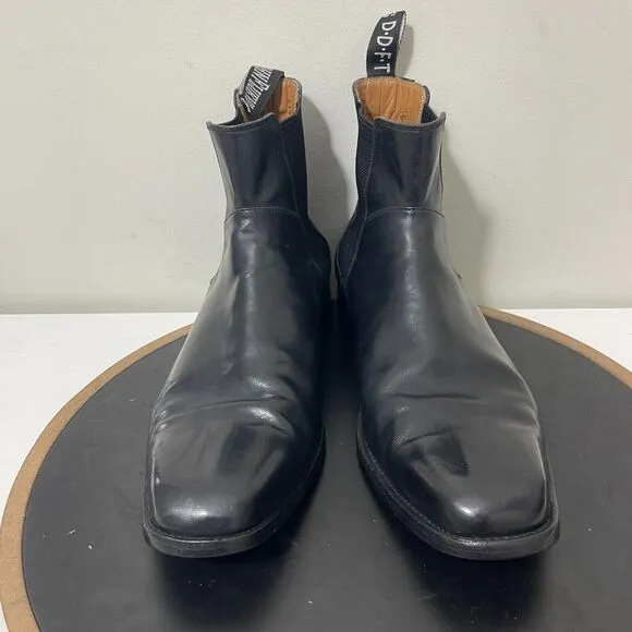 John Fluevog Boots Men 10.5 Black Gratitude Leather Ankle Chelsea