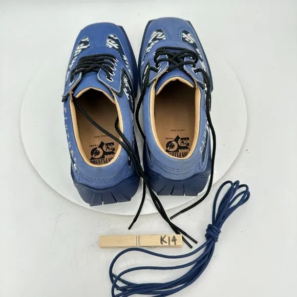 John Fluevog Future Angel Brandon Men Size 7 Black Blue Contrast Lace Up Shoes