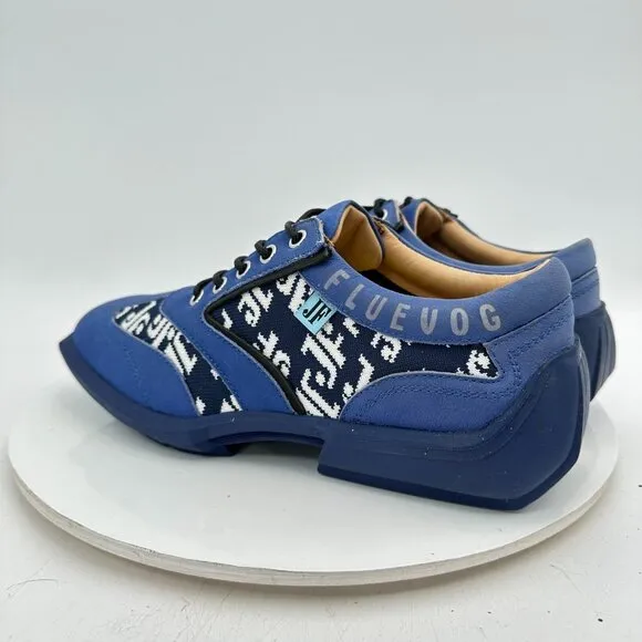 John Fluevog Future Angel Brandon Men Size 7 Black Blue Contrast Lace Up Shoes