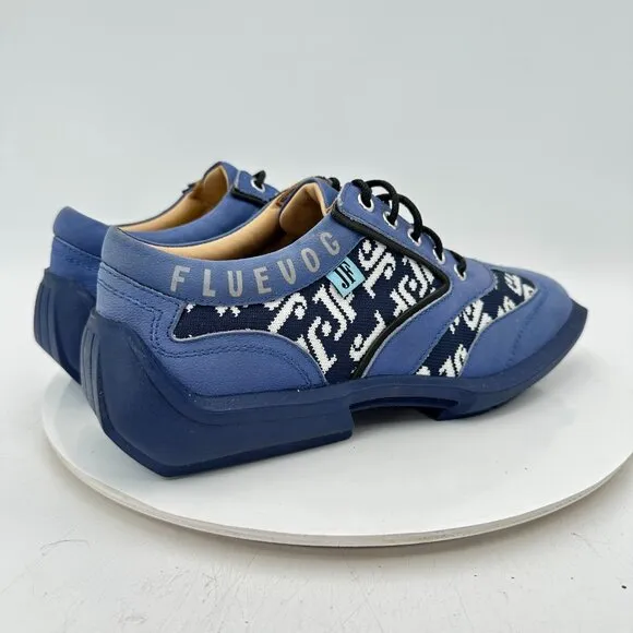 John Fluevog Future Angel Brandon Men Size 7 Black Blue Contrast Lace Up Shoes