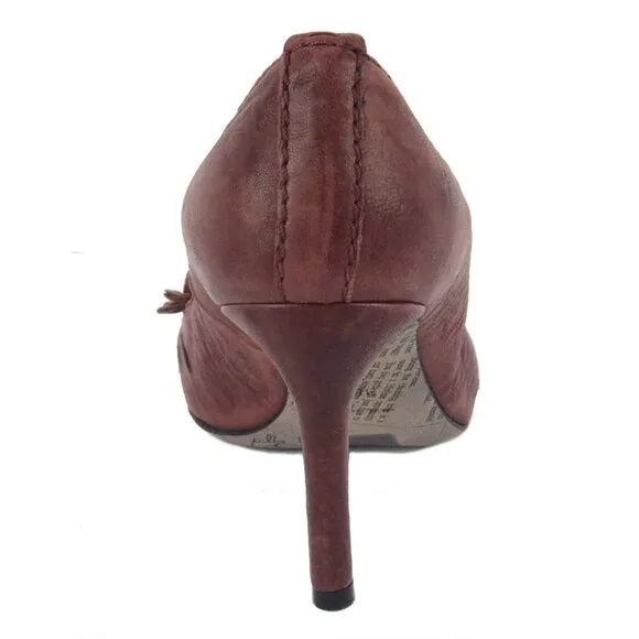 JOHN GALLIANO SHOES PUMPS DISTRESSED LEATHER SCALLOPED sz 36.5 / 6.5