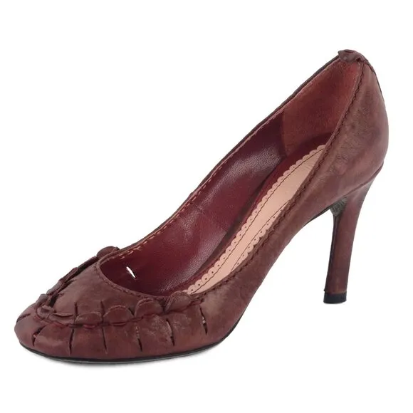 JOHN GALLIANO SHOES PUMPS DISTRESSED LEATHER SCALLOPED sz 36.5 / 6.5