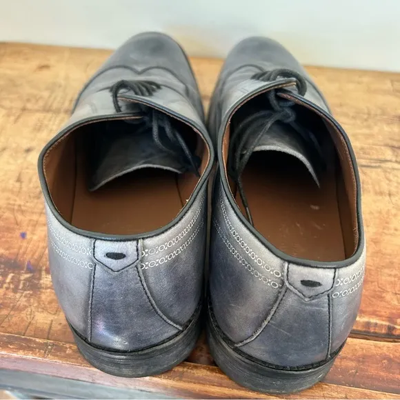 John Varvatos blue gray oxford derby leather formal dress shoes men's sz 13