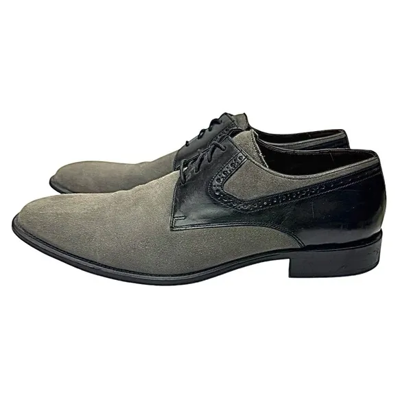 Johnston &amp; Murphy 27-1809 Mens Grey Suede /Black Leather Size 11 Medium EUC