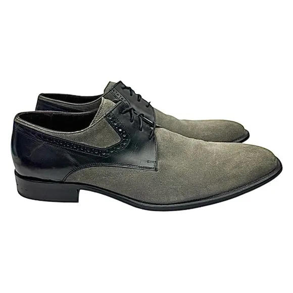 Johnston &amp; Murphy 27-1809 Mens Grey Suede /Black Leather Size 11 Medium EUC