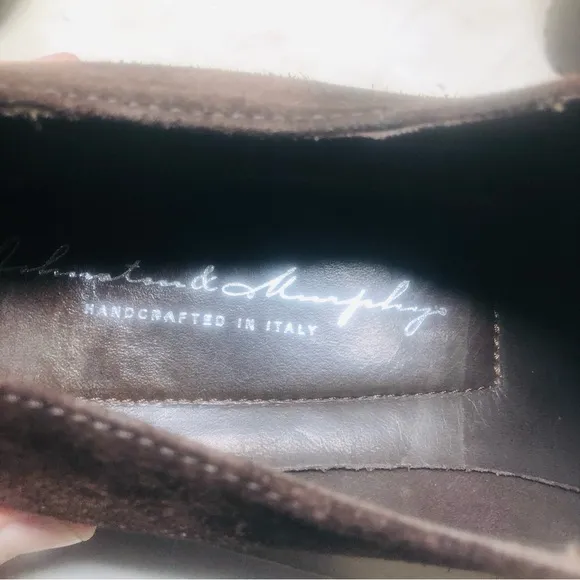 Johnston &amp; Murphy Brown Suede Oxford Shoes Made in Italy