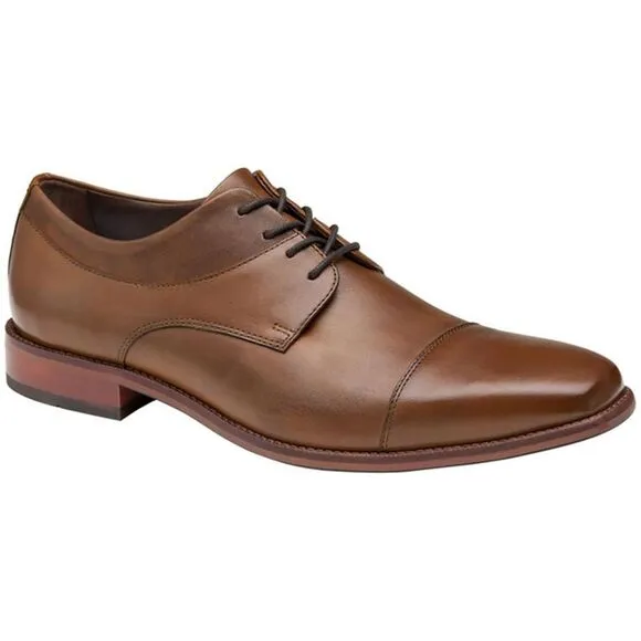 Johnston &amp; Murphy Mens Archer Tan Leather Derby Shoes Flats New