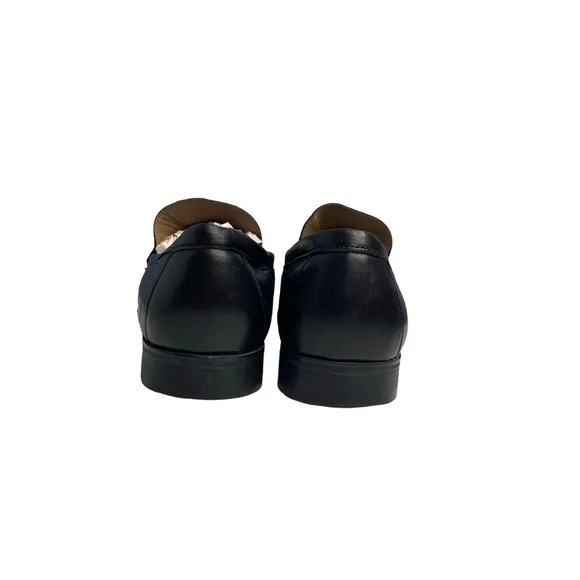 Johnston &amp; Murphy Men's Cresswell Venetian sheepskin black leather 9M loafers.
