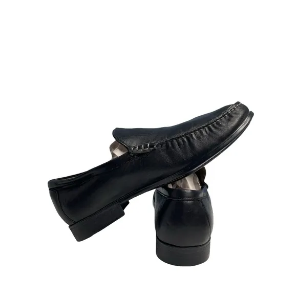 Johnston &amp; Murphy Men's Cresswell Venetian sheepskin black leather 9M loafers.