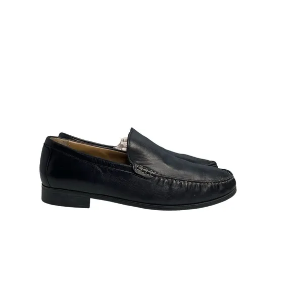 Johnston &amp; Murphy Men's Cresswell Venetian sheepskin black leather 9M loafers.