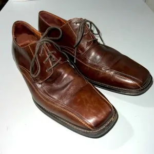 Johnston &amp; Murphy Mens Oxfords Brown Square Toe Dress Shoes 8.5M