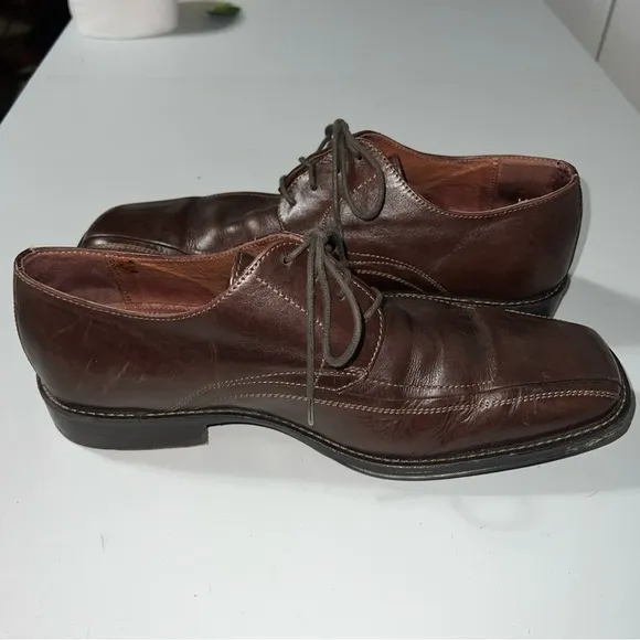 Johnston &amp; Murphy Mens Oxfords Brown Square Toe Dress Shoes 8.5M