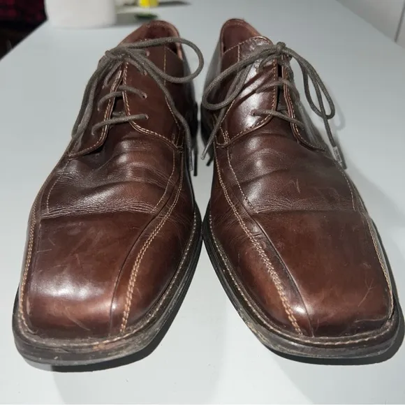 Johnston &amp; Murphy Mens Oxfords Brown Square Toe Dress Shoes 8.5M
