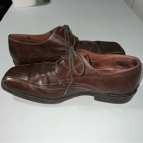 Johnston &amp; Murphy Mens Oxfords Brown Square Toe Dress Shoes 8.5M