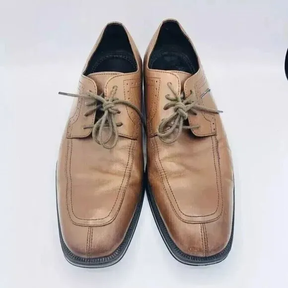 Johnston &amp; Murphy Shoes Mens Size 9 M Brown Oxford Leather Dress Square Toe Shoe