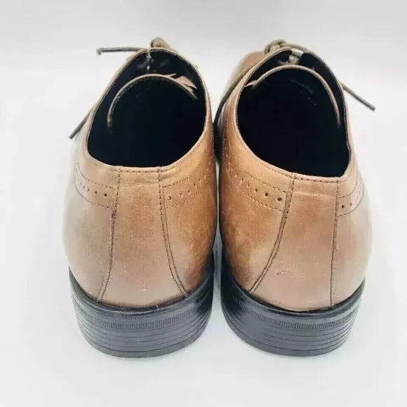 Johnston &amp; Murphy Shoes Mens Size 9 M Brown Oxford Leather Dress Square Toe Shoe