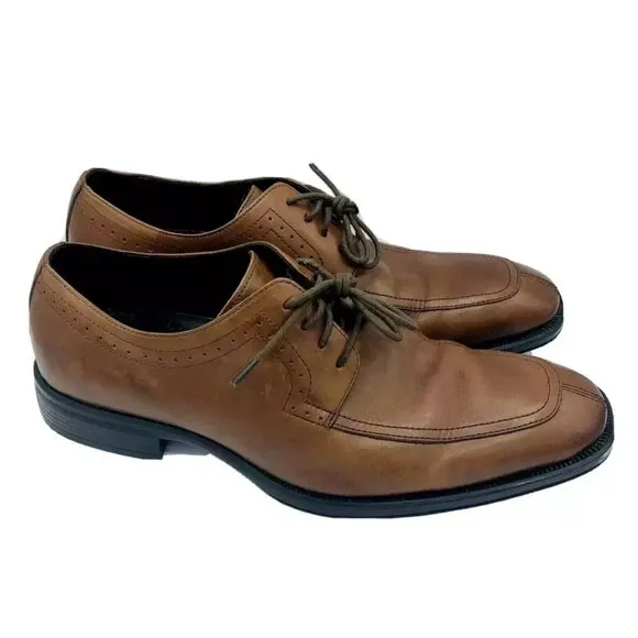 Johnston &amp; Murphy Shoes Mens Size 9 M Brown Oxford Leather Dress Square Toe Shoe