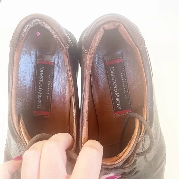 Johnston‎ &amp; Murphy SHULER Men Shoes Size 12 M Brown Leather Lace Up