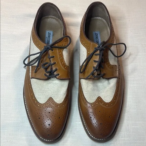 Johnstone &amp; Murphy Stylish Brown and Cream Men's Oxford Shoes