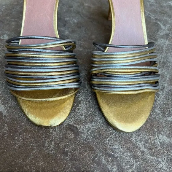 Joie Milani Strappy Sandals Metallic Leather  Sz 8