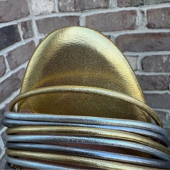 Joie Milani Strappy Sandals Metallic Leather  Sz 8