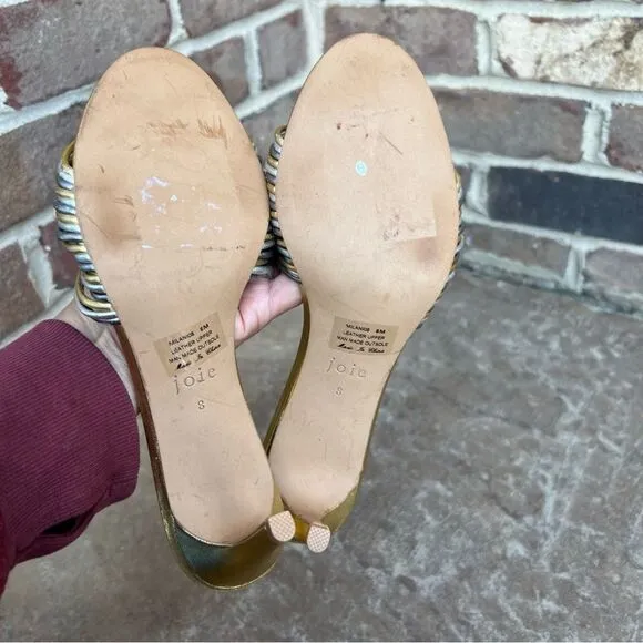 Joie Milani Strappy Sandals Metallic Leather  Sz 8