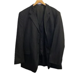 Jones New York Blazer Jacket &amp; Vest Set Mens‎ Size 46L 100% Wool Navy Pinstriped