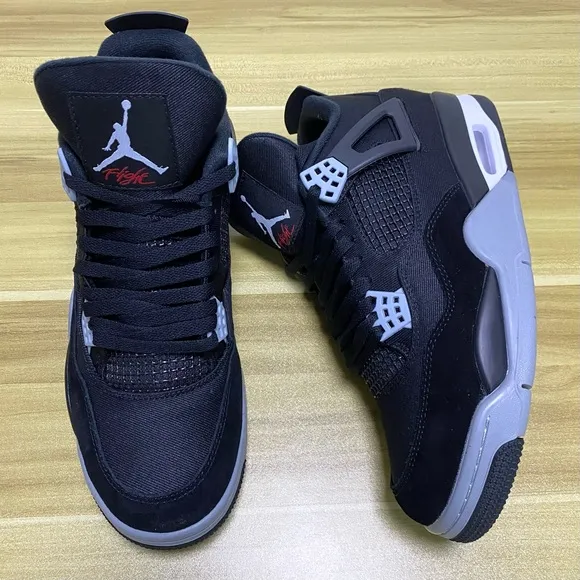 Jordan 4 Retro “Black Canvas” Men’s Athletic Casual Shoes Sneakers Pre-owned