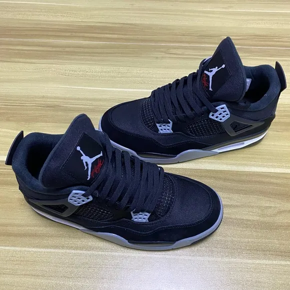 Jordan 4 Retro “Black Canvas” Men’s Athletic Casual Shoes Sneakers Pre-owned