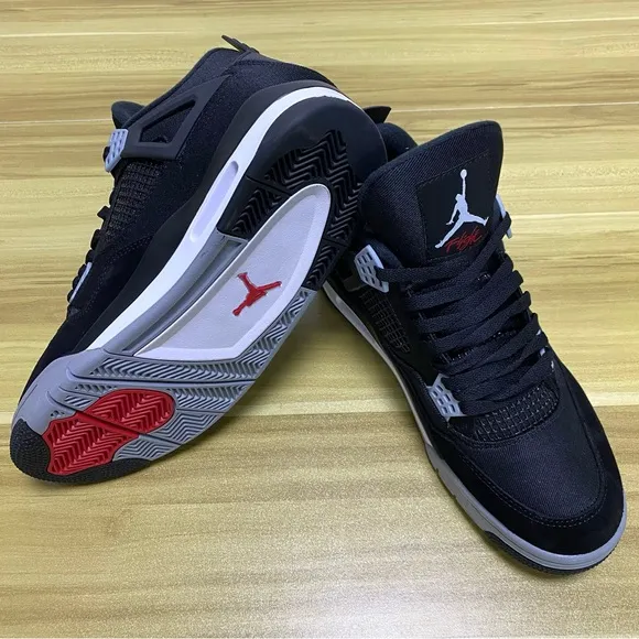 Jordan 4 Retro “Black Canvas” Men’s Athletic Casual Shoes Sneakers Pre-owned