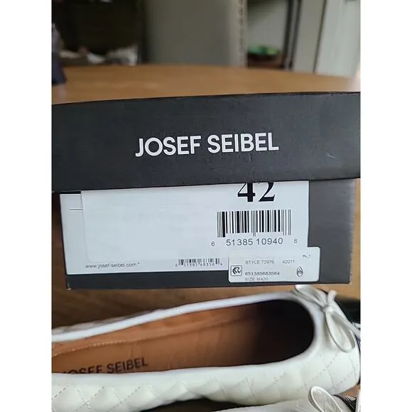 Josef Seibel Pippa Ballet Flats Shoes Womens EU 42 White Black Cap Leather US 11