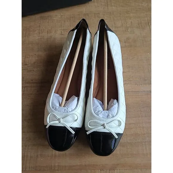 Josef Seibel Pippa Ballet Flats Shoes Womens EU 42 White Black Cap Leather US 11
