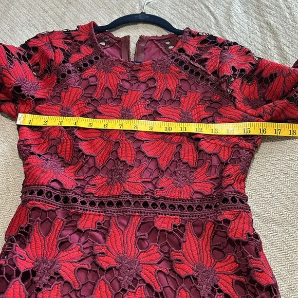 Just Me Embroidered Cutout Floral Lace Tiered Ruffed Dress Formal Party Womens S