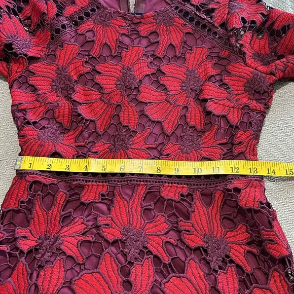 Just Me Embroidered Cutout Floral Lace Tiered Ruffed Dress Formal Party Womens S
