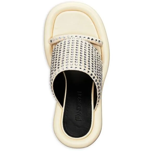 JW Anderson Womens Fala Ivory Suede Embellished Pumps Heels Shoes New