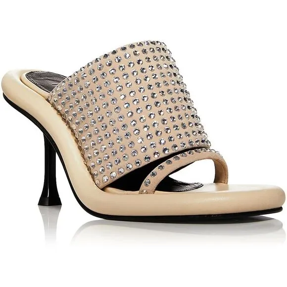 JW Anderson Womens Fala Ivory Suede Embellished Pumps Heels Shoes New