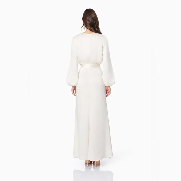 Kai V Neck Tie Maxi Dress In White, Ellliat, NWT$129 $300 Size: MElliatt
