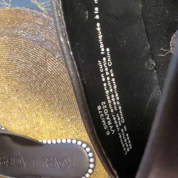 Karl Lagerfeld NEW Black Pearl-Trimmed Mules