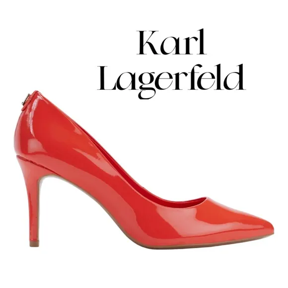 Karl Lagerfeld Royale Spicy Orange Pumps Sz 8 3.5” NWT