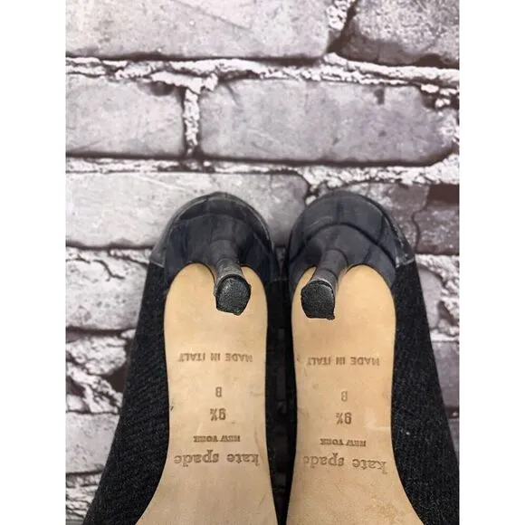 Kate Spade Gray Crocodile Leather Wool Tassel Lace-Up Oxford Heels Women Sz 9.5B