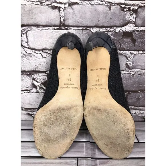 Kate Spade Gray Crocodile Leather Wool Tassel Lace-Up Oxford Heels Women Sz 9.5B