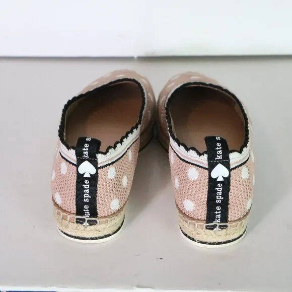 Kate Spade Knottingham Knit Epsadrille Shoes 7.5 Polka Dot Preppy Flats Pink