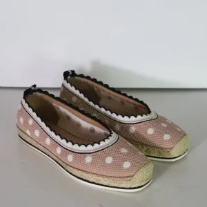Kate Spade Knottingham Knit Epsadrille Shoes 7.5 Polka Dot Preppy Flats Pink