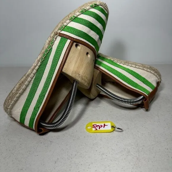 KATE SPADE NEW YORK LIDO sparkle striped lace up espadrilles flats shoes 8 M