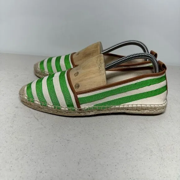 KATE SPADE NEW YORK LIDO sparkle striped lace up espadrilles flats shoes 8 M