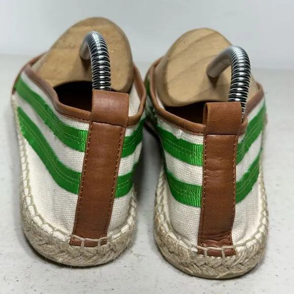 KATE SPADE NEW YORK LIDO sparkle striped lace up espadrilles flats shoes 8 M